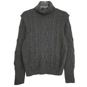 Skull Cashmere Acrylic Cable Knit Fisherman Turtleneck Sweater